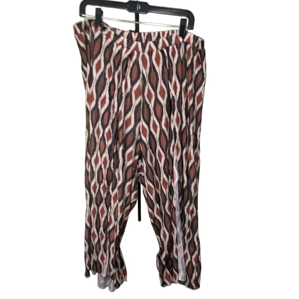 Anthropologie Women 2X Wide-Leg Pants Elastic Waist Geometric Knit Boho Pull On